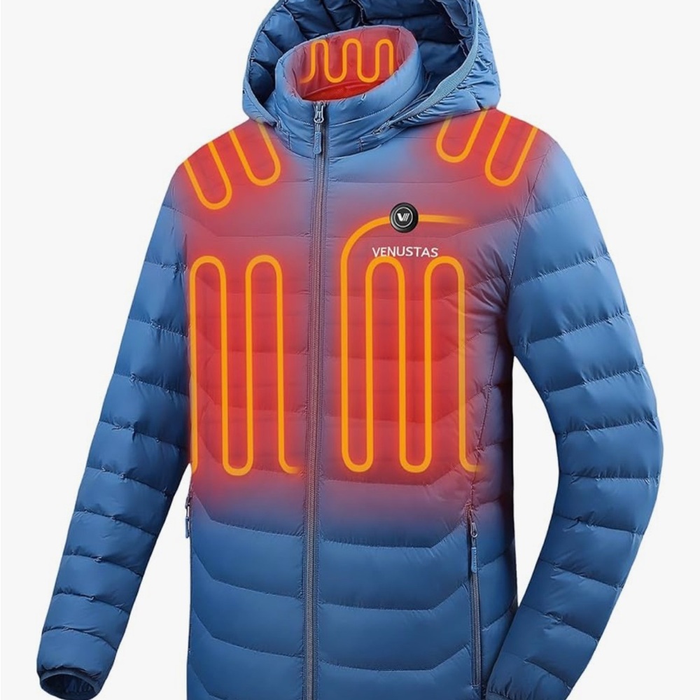 Venustas Heated Jacket Blue, Size M With Battery Pack & Case. Football NWT.